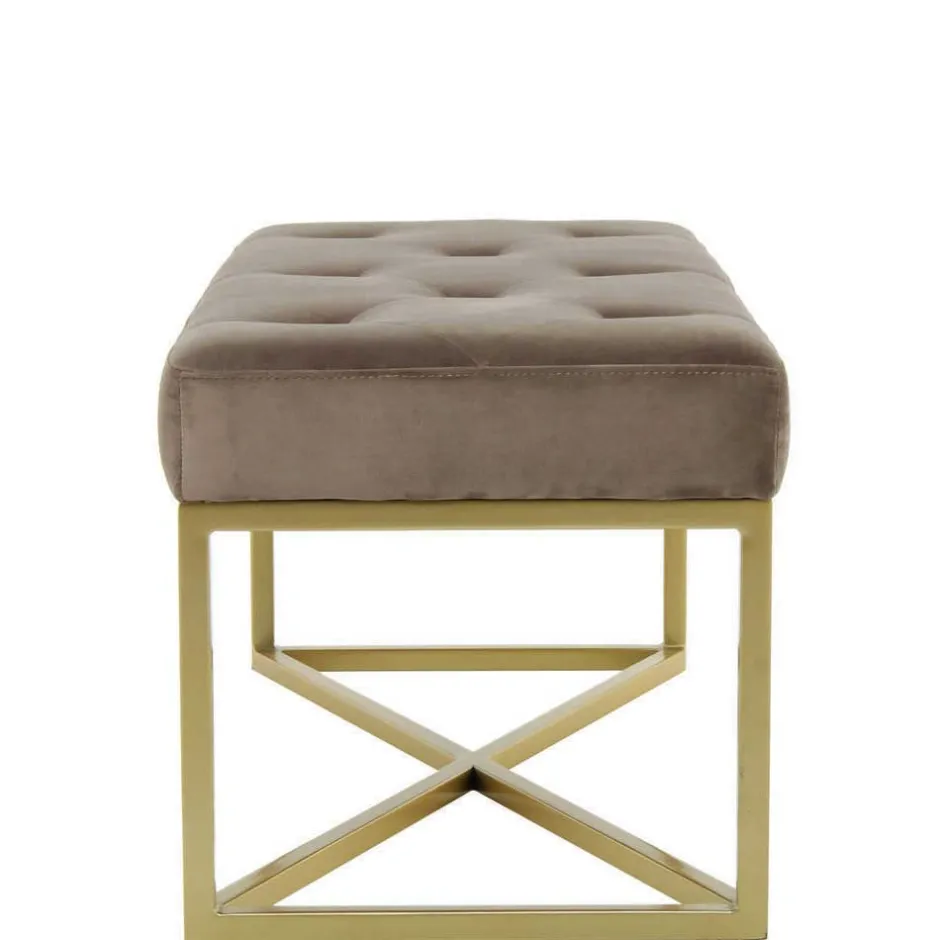 Wohnen Samt Bettbank in Taupe mit Gold - Davork