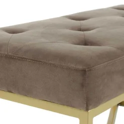 Wohnen Samt Bettbank in Taupe mit Gold - Davork
