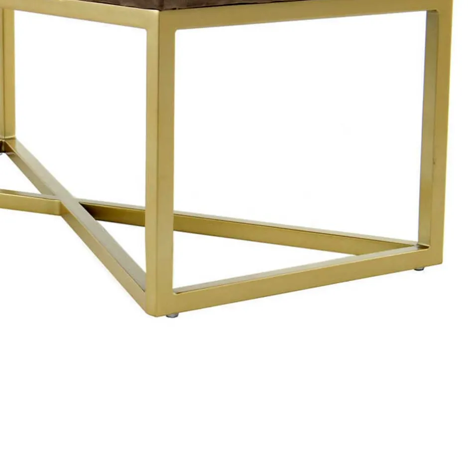 Wohnen Samt Bettbank in Taupe mit Gold - Davork