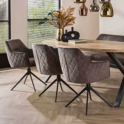 Samt Drehstühle mit Armlehnen - Austino (2er Set)^Wohnen New