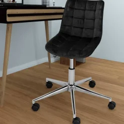 Wohnen Samt Drehstuhl in Schwarz - Elvadia