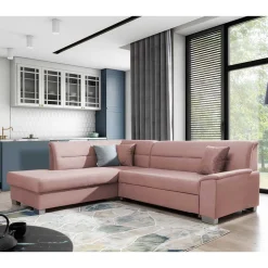 Samt Eckcouch in Altrosa mit Schlaffunktion - Donegal^Wohnen Hot