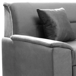 Wohnen Samt Eckcouch in Grau mit Bettfunktion - Elhan