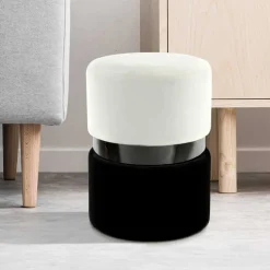 Samt Hocker in Creme & Schwarz - Gilianoa^Wohnen Hot