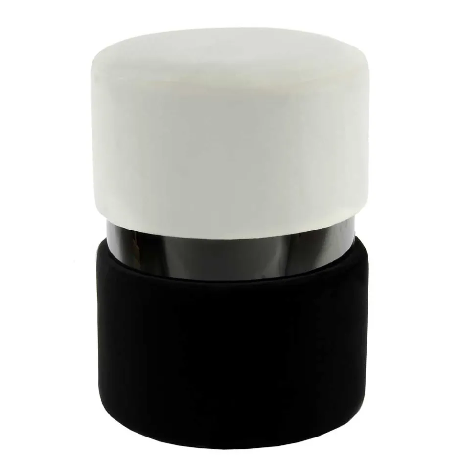 Samt Hocker in Creme & Schwarz - Gilianoa^Wohnen Hot