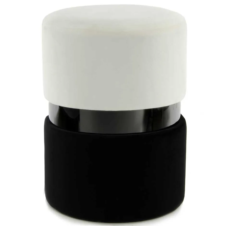 Samt Hocker in Creme & Schwarz - Gilianoa^Wohnen Hot