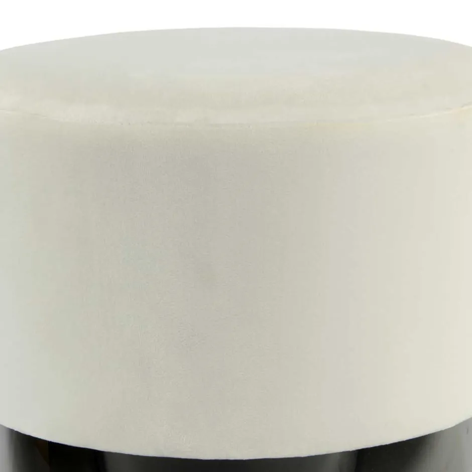 Samt Hocker in Creme & Schwarz - Gilianoa^Wohnen Hot
