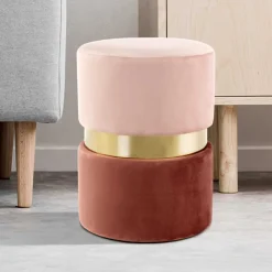 Samt Hocker in Rosa hell & dunkel mit Gold - Adelaide^Wohnen Outlet