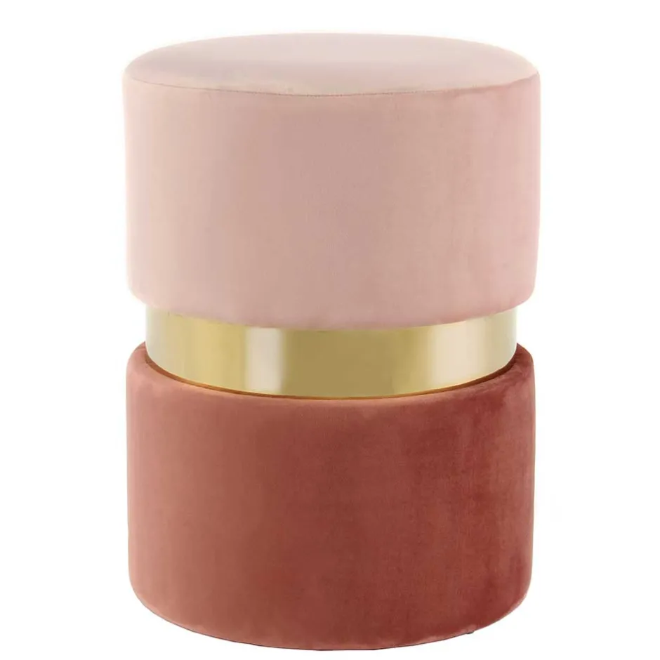 Samt Hocker in Rosa hell & dunkel mit Gold - Adelaide^Wohnen Outlet