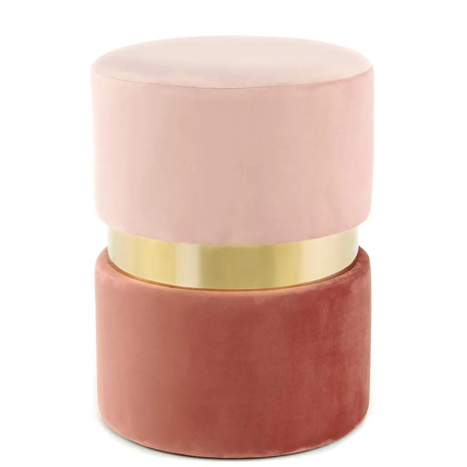 Samt Hocker in Rosa hell & dunkel mit Gold - Adelaide^Wohnen Outlet