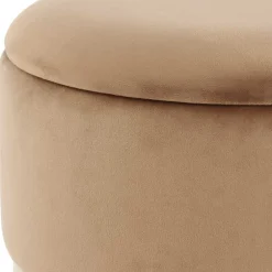 Samt Hocker Set in Hellbraun & Braun - Valerana (zweiteilig)^Wohnen New