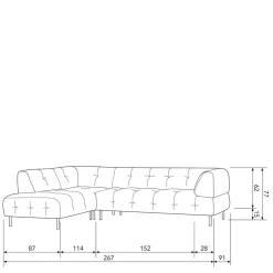 Wohnen Samt L-Sofa in Dunkelgrau - Roccoss