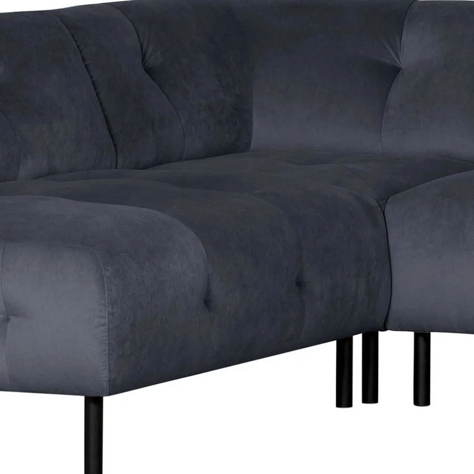 Wohnen Samt L-Sofa in Dunkelgrau - Roccoss