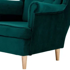 Samt Ohrensessel in Dunkelgrün - Teas^Wohnen Outlet