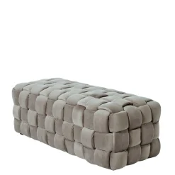 Samt Polsterbank in Taupe - Flechtoptik - Josch^Wohnen Best