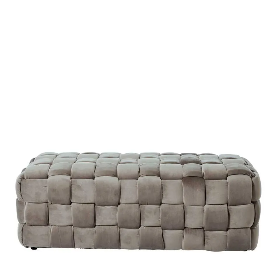 Samt Polsterbank in Taupe - Flechtoptik - Josch^Wohnen Best