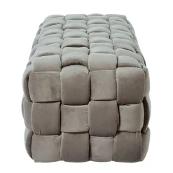 Samt Polsterbank in Taupe - Flechtoptik - Josch^Wohnen Best