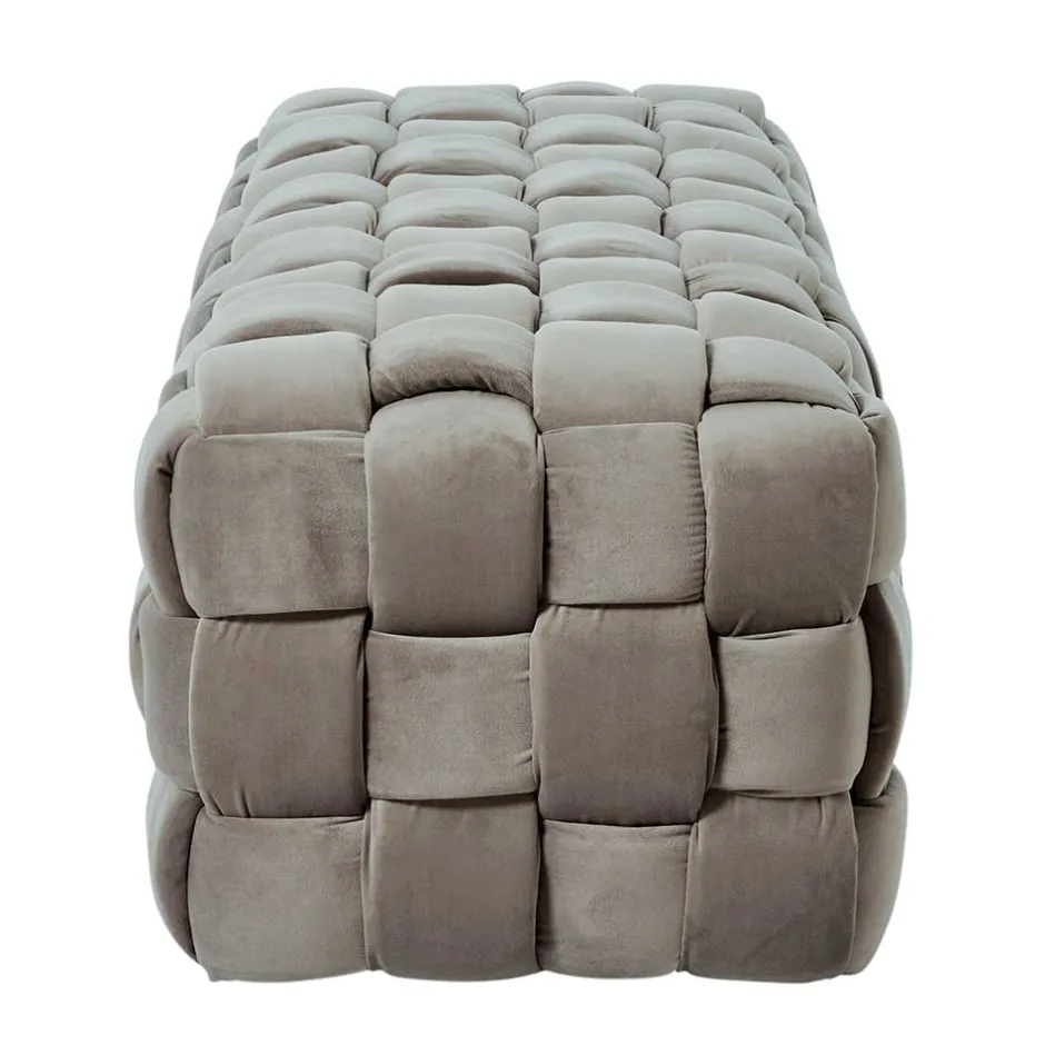 Samt Polsterbank in Taupe - Flechtoptik - Josch^Wohnen Best