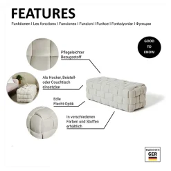 Samt Polsterbank in Taupe - Flechtoptik - Josch^Wohnen Best