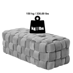 Samt Polsterbank in Taupe - Flechtoptik - Josch^Wohnen Best