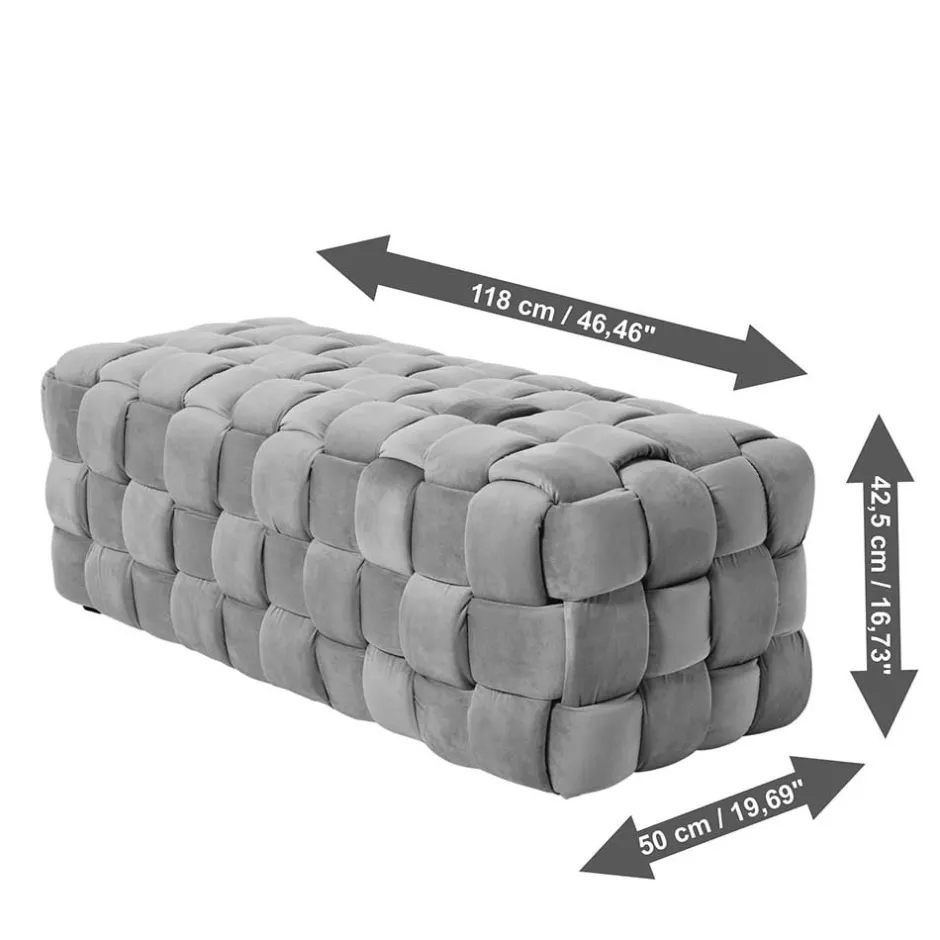 Samt Polsterbank in Taupe - Flechtoptik - Josch^Wohnen Best