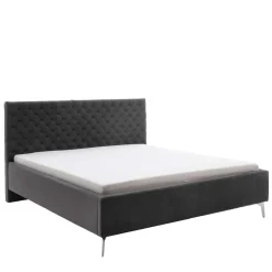 Samt Polsterbett mit Chesterfield Kopfteil - Badehma^Wohnen Clearance