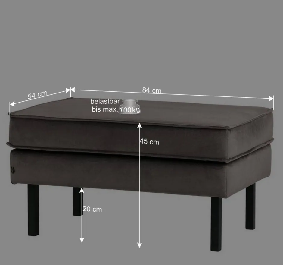 Samt Polsterhocker in Blau & Schwarz - Cumagon^Wohnen