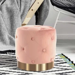 Samt Polsterhocker mit Knopf-Heftungen - Teamona^Wohnen Sale