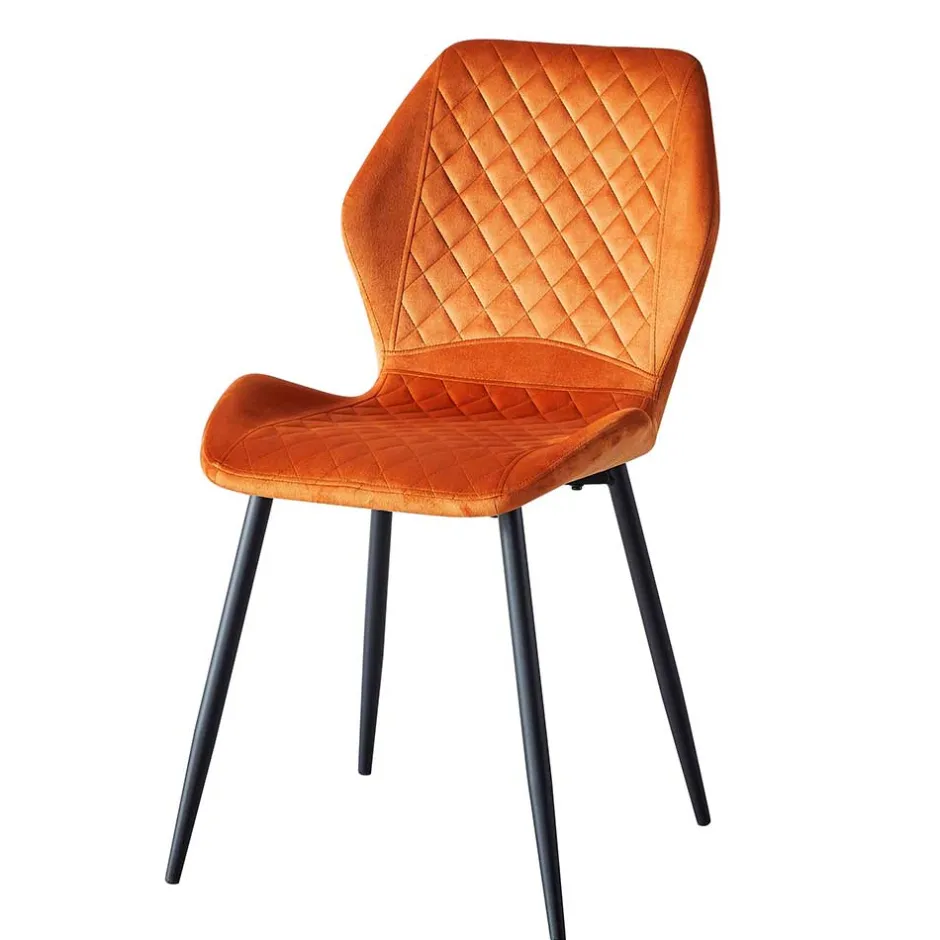 Samt Polsterstühle in Orange - Gravita (4er Set)^Wohnen