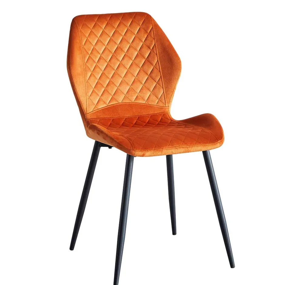 Samt Polsterstühle in Orange - Gravita (4er Set)^Wohnen