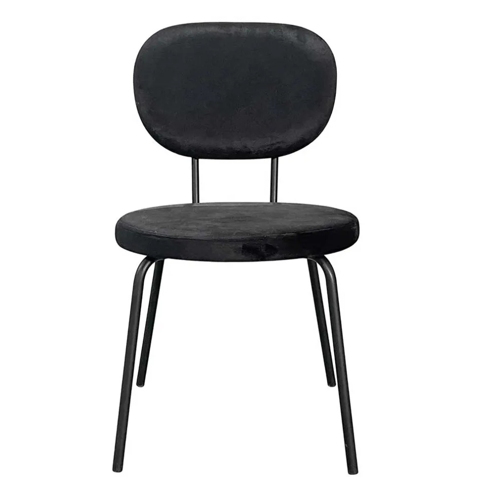 Wohnen Samt Polsterstühle in Schwarz - Siao (2er Set)