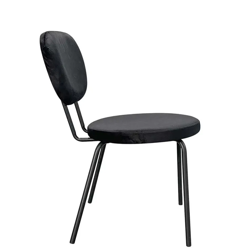 Wohnen Samt Polsterstühle in Schwarz - Siao (2er Set)