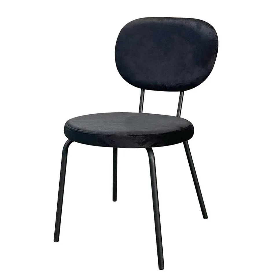 Wohnen Samt Polsterstühle in Schwarz - Siao (2er Set)