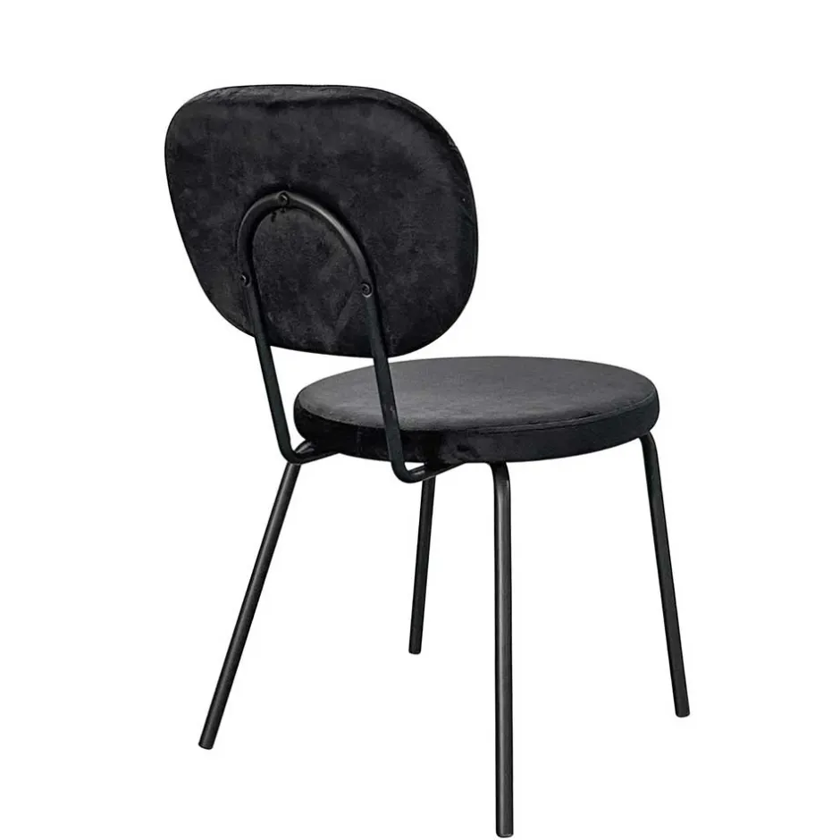 Wohnen Samt Polsterstühle in Schwarz - Siao (2er Set)