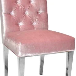 Samt Polsterstuhl in Rosa mit Edelstahl Gestell - Lucinda^Wohnen Clearance
