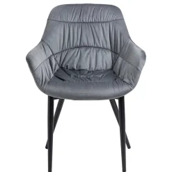 Samt Polsterstuhl mit Armlehnen in Grau - Duong^Wohnen