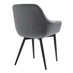 Samt Polsterstuhl mit Armlehnen in Grau - Duong^Wohnen