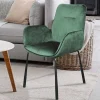 Wohnen Samt Polsterstuhl mit Armlehnen in Grün - Panura