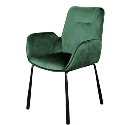 Wohnen Samt Polsterstuhl mit Armlehnen in Grün - Panura