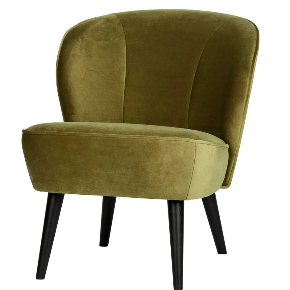 Wohnen Samt Retro Sessel in Khaki Grün - Giva