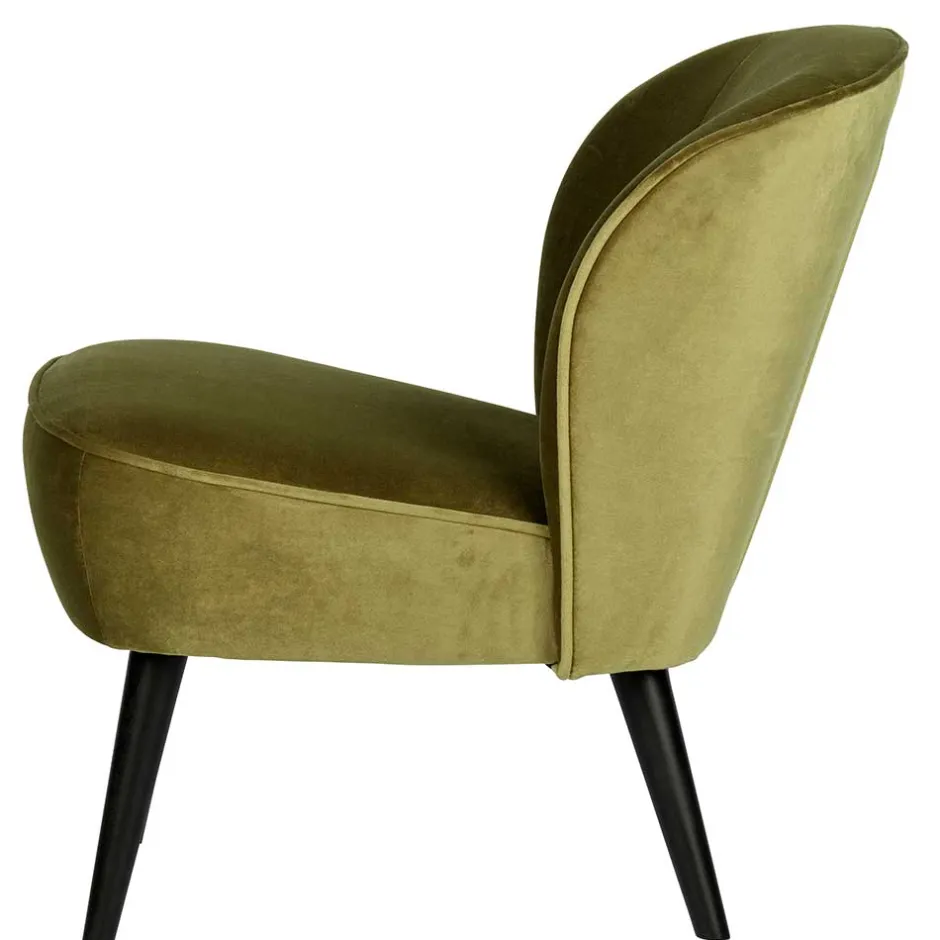 Wohnen Samt Retro Sessel in Khaki Grün - Giva