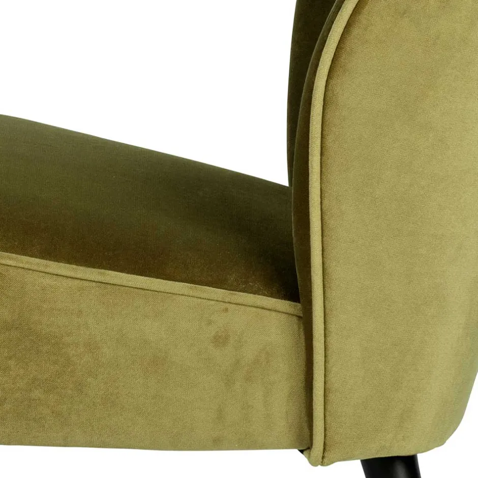 Wohnen Samt Retro Sessel in Khaki Grün - Giva