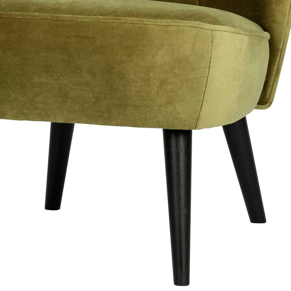 Wohnen Samt Retro Sessel in Khaki Grün - Giva