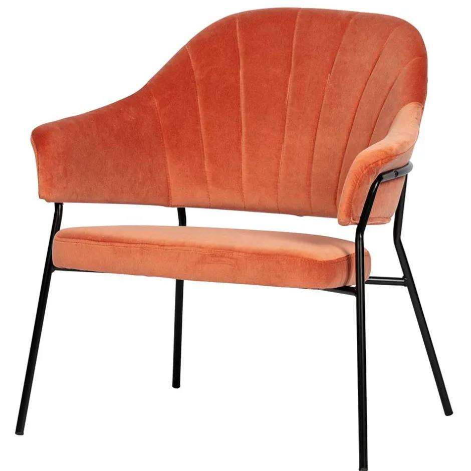 Samt Retrosessel in Apricot - Roryn^Wohnen Online