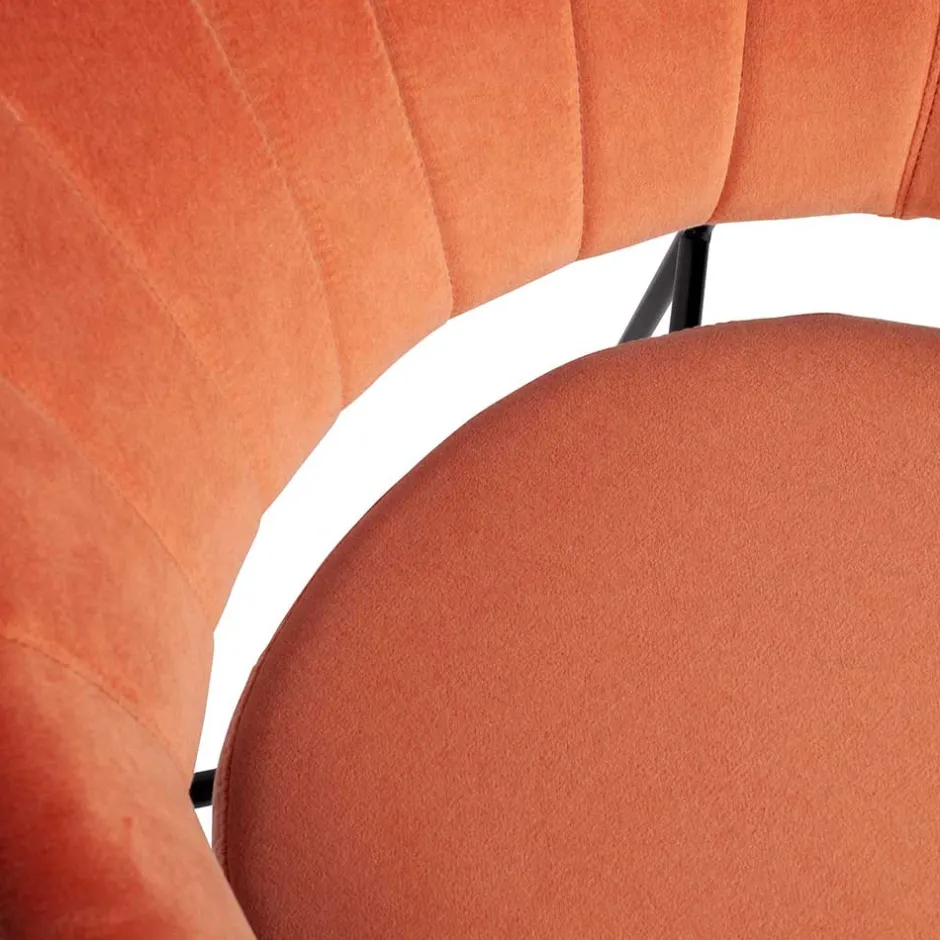 Samt Retrosessel in Apricot - Roryn^Wohnen Online