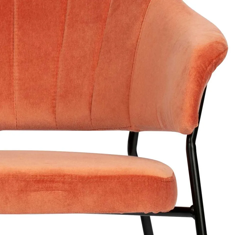 Samt Retrosessel in Apricot - Roryn^Wohnen Online
