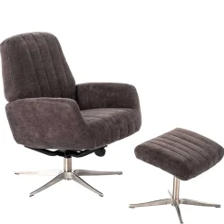 Wohnen Samt Retrosessel mit Fußhocker - Gilianoa (zweiteilig)