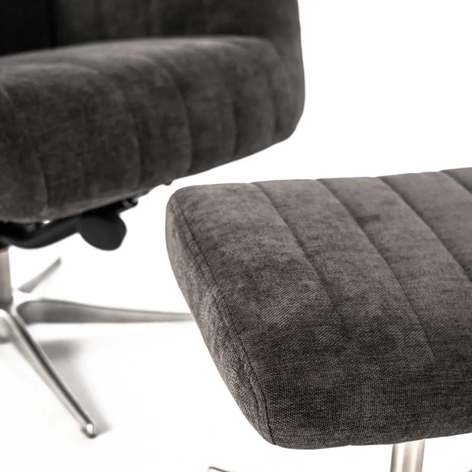 Wohnen Samt Retrosessel mit Fußhocker - Gilianoa (zweiteilig)