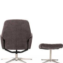 Wohnen Samt Retrosessel mit Fußhocker - Gilianoa (zweiteilig)