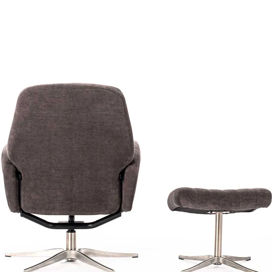 Wohnen Samt Retrosessel mit Fußhocker - Gilianoa (zweiteilig)